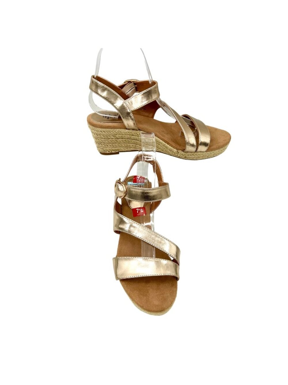 NWT STYLE & CO XENAA METALLIC GOLD WEDGE ESPADRILLES SANDALS HEELS - 7.5